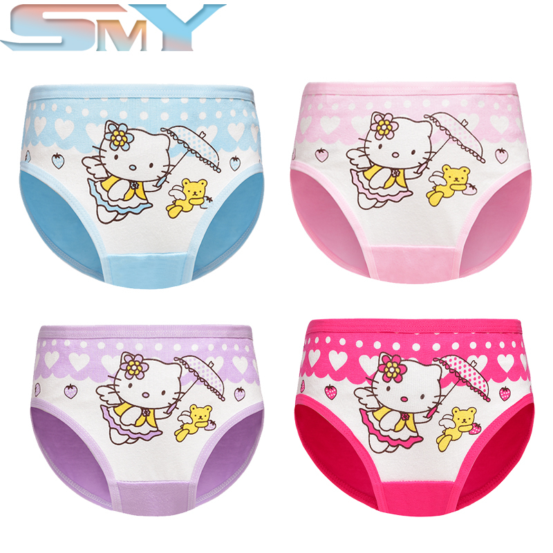 4 Quần Lót Cotton Mềm Mại Hình Hello Kitty Cho Bé Gái