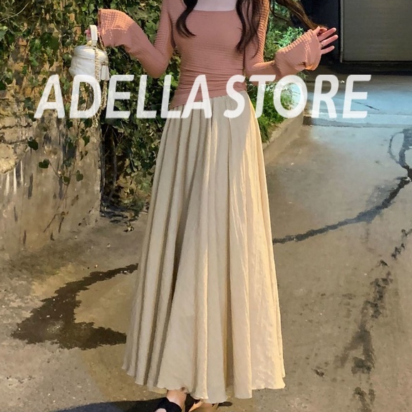 Adella Store Chân Váy Xếp li dáng dài qua bắp chân Ly Dáng Dài Phủ 2 Lớp Siêu Đẹp Màu A23M0DK 0518