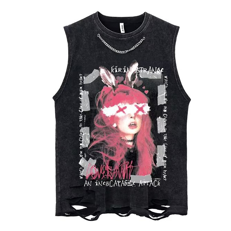 Áo Ba Lỗ Dáng Rộng In Họa Tiết Thời Trang Mùa Hè Chất Lượng Cao Phong Cách Hip Hop Đường Phố Cho Nam Và Nữ