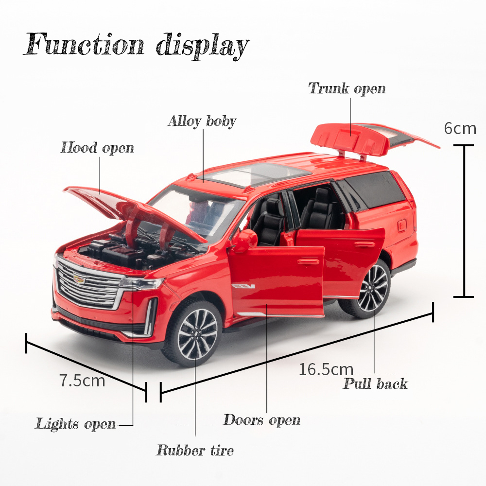 Mô Hình Xe Hơi Cadillac Escalade Bằng Hợp Kim Kẽm Có Đèn Và Âm Thanh Tỉ Lệ 1 / 32