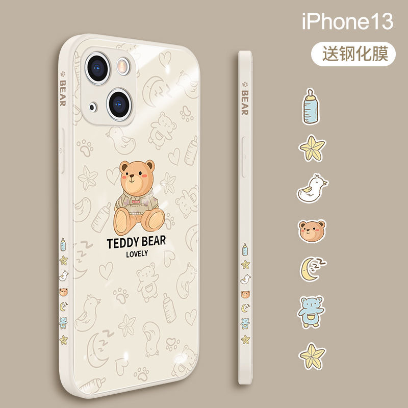 Ốp lưng Realme C55 C21Y C25Y C21 8i 4G X7 Pro Q5 Pro 5G Q3 Pro 5g Q2 Cạnh thẳng 90 ° Silicone dây nhựa Teddy Bear