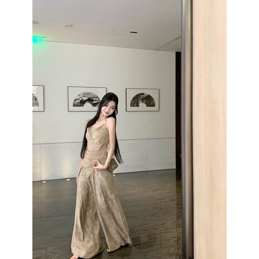 【COLORBLLIND】Set Áo Hai Dây + Quần Dài Ống Rộng Thời Trang Mùa Hè Quyến Rũ Cho Nữ