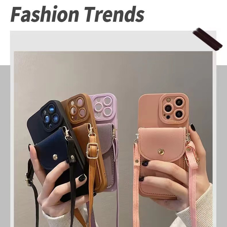 Ốp Điện Thoại Dạng Ví Có Dây Đeo Chéo Vai Cho IPhone 11 14 13 12 Pro Max X Xs Xr Xs Max 7 8 Plus