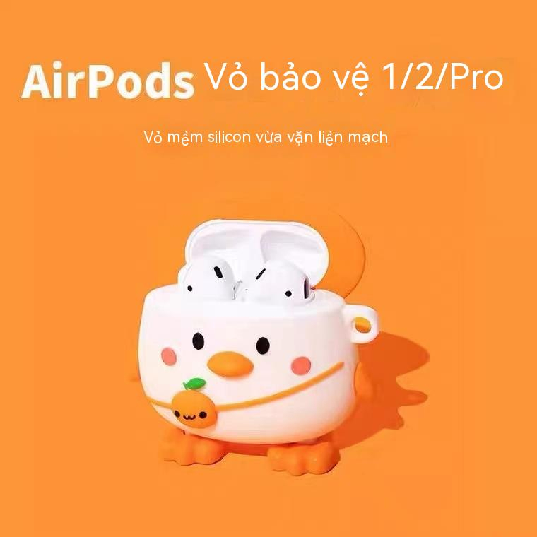 Case Airpods 1/2/3/Pro Lovely Duck Vỏ ốp tai nghe không dây airpod 1/2/3/Pro hình chú vịt đội mũ dễ thương