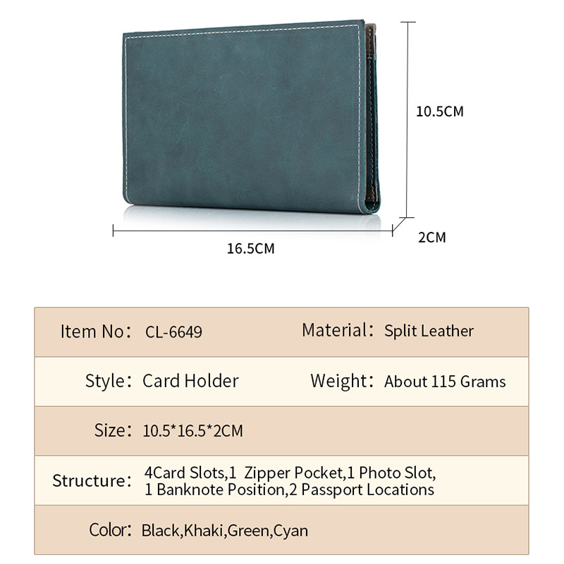 Ví Da Thật Dáng Dài Đựng Hộ Chiếu / Thẻ Có Khóa Kéo Thời Trang Cho Nam Và Nữ