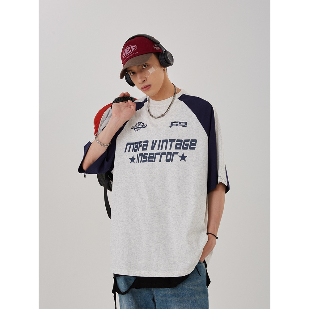 Áo Thun Nam Tay Ngắn Dáng Rộng Phong Cách retro