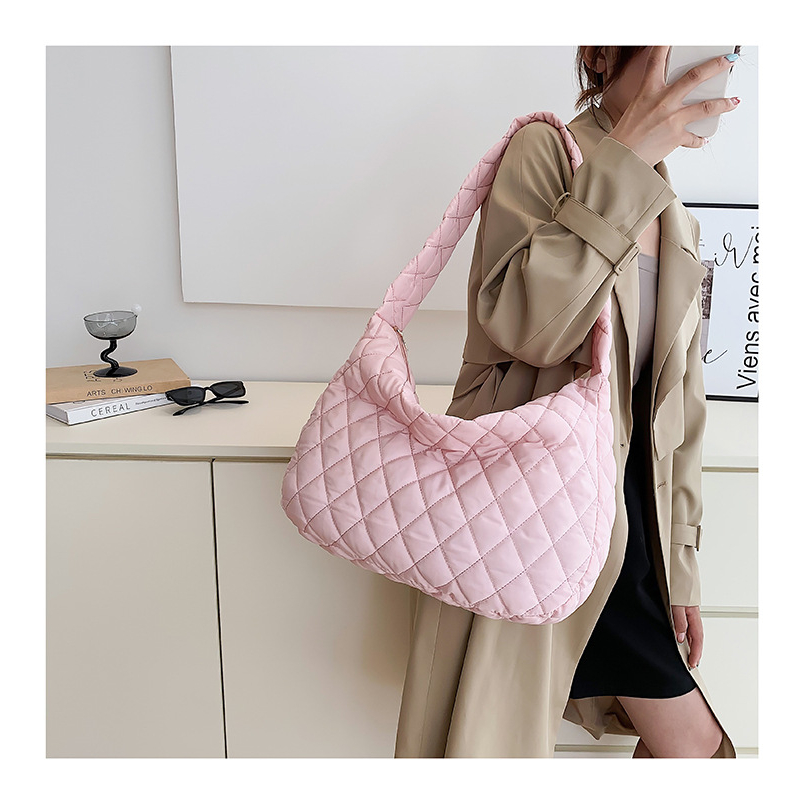 AlphaZ Túi Xách Cotton Màu Trơn Thêu Họa Tiết Hình Thoi Sức Chứa Lớn Cao Cấp Phong Cách Hàn Quốc Cho Nữ