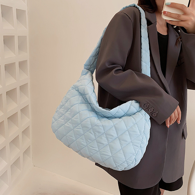 AlphaZ Túi Xách Cotton Màu Trơn Thêu Họa Tiết Hình Thoi Sức Chứa Lớn Cao Cấp Phong Cách Hàn Quốc Cho Nữ