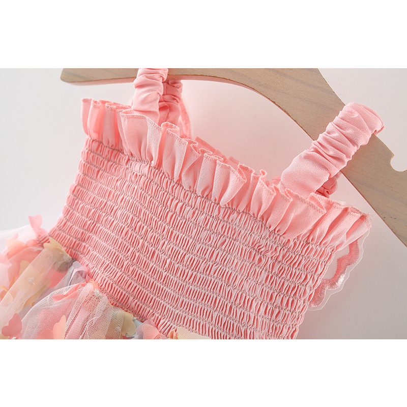 Đầm Công Chúa Phối Lưới Hở Lưng Thời Trang Mùa Hè Cho Bé Gái