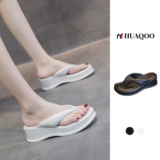 Huaqoo Dép bánh mì dép xỏ ngón guốc dép giày nữ Màu Sắc Đơn Giản Thoải Mái Cao Gót Chống Trơn Trượt Thoáng Khí HDLX051802