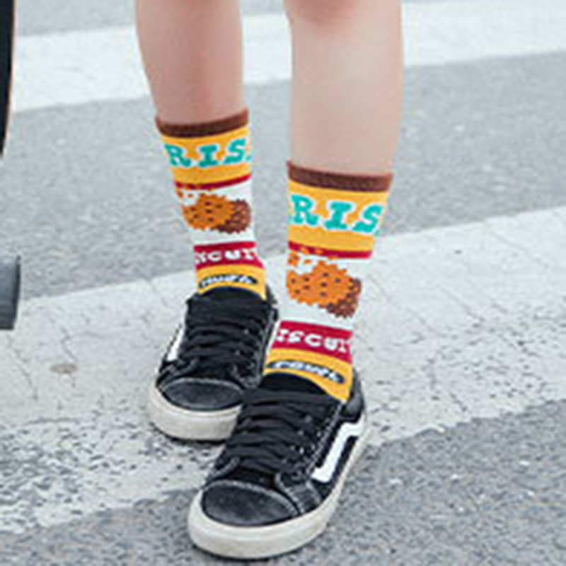 FHYL Vớ Cotton Cổ Vừa Thấm Hút Mồ Hôi In Họa Tiết Hoạt Hình Phong Cách Hàn Quốc Thời Trang Mùa Hè Cho Nữ