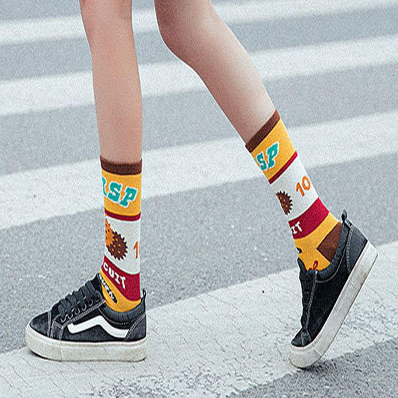 FHYL Vớ Cotton Cổ Vừa Thấm Hút Mồ Hôi In Họa Tiết Hoạt Hình Phong Cách Hàn Quốc Thời Trang Mùa Hè Cho Nữ