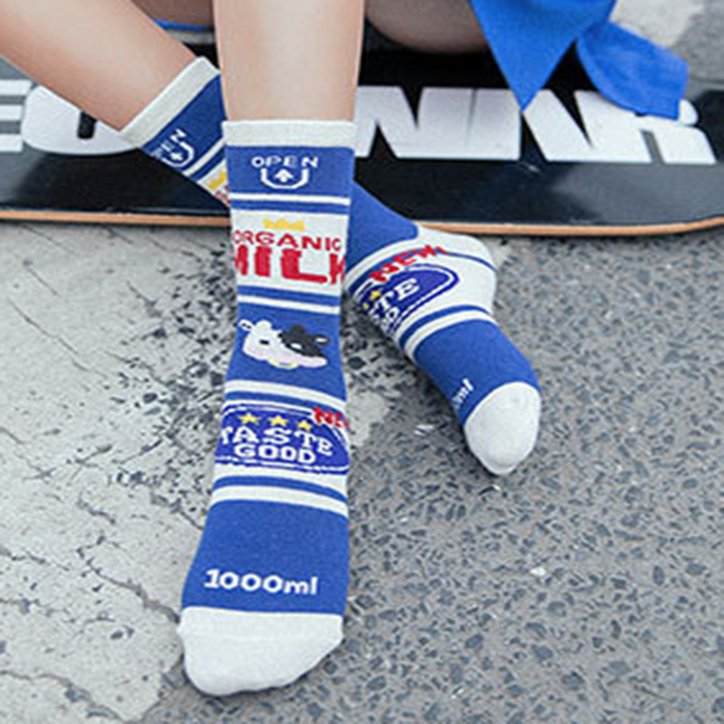 FHYL Vớ Cotton Cổ Vừa Thấm Hút Mồ Hôi In Họa Tiết Hoạt Hình Phong Cách Hàn Quốc Thời Trang Mùa Hè Cho Nữ