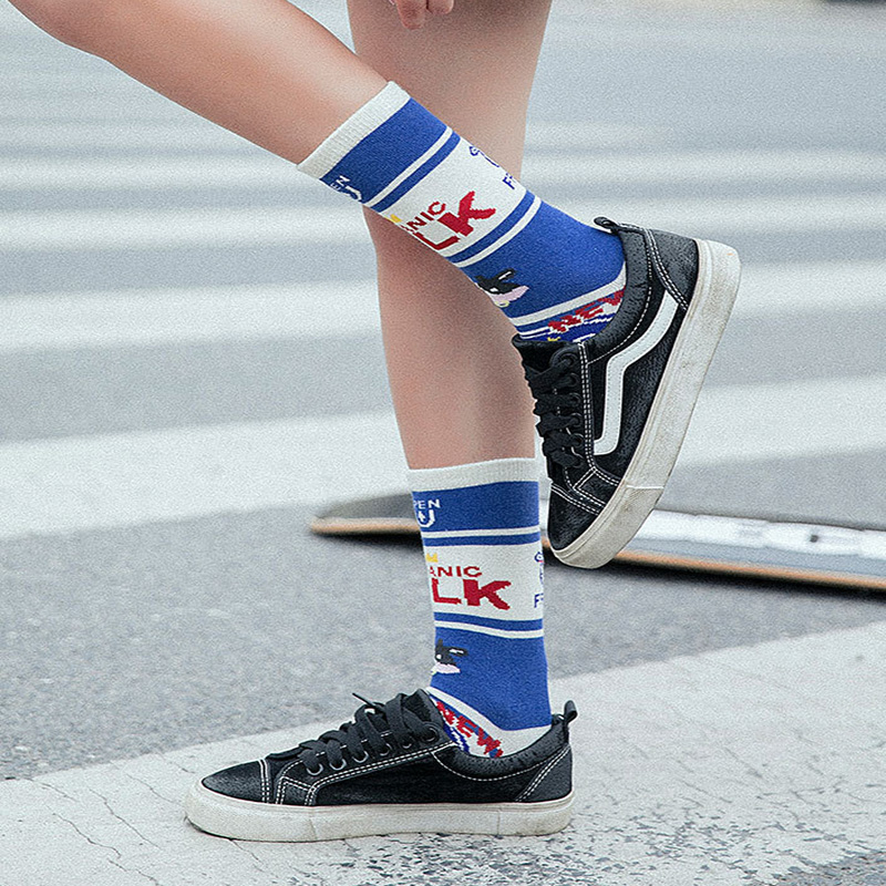 FHYL Vớ Cotton Cổ Vừa Thấm Hút Mồ Hôi In Họa Tiết Hoạt Hình Phong Cách Hàn Quốc Thời Trang Mùa Hè Cho Nữ