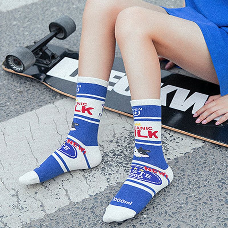 FHYL Vớ Cotton Cổ Vừa Thấm Hút Mồ Hôi In Họa Tiết Hoạt Hình Phong Cách Hàn Quốc Thời Trang Mùa Hè Cho Nữ