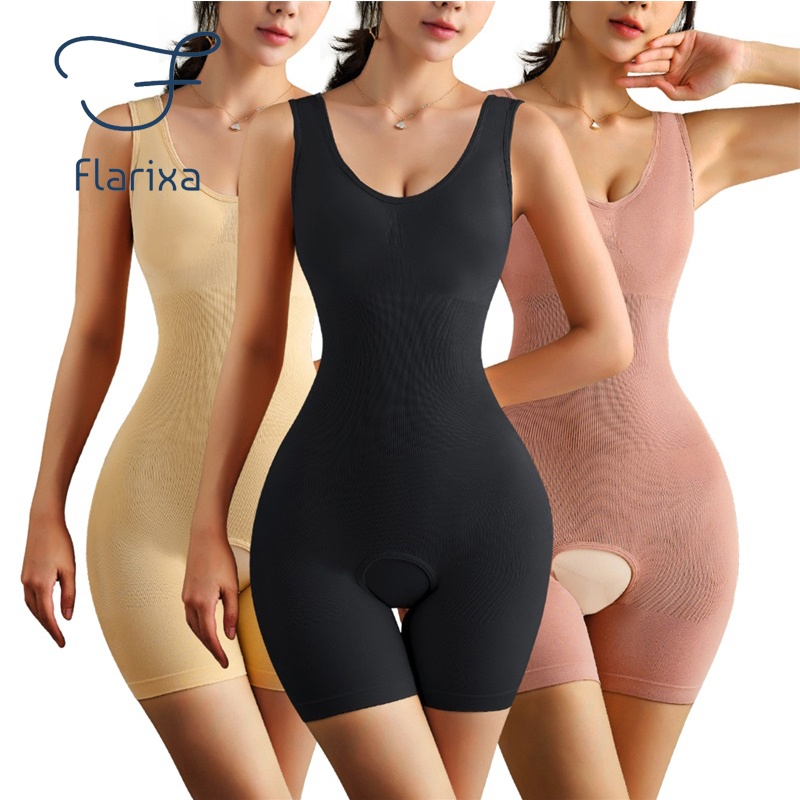 Flarixa body shapewear waist trainer nữ bodysuit plus size butt lifter body shaper open crotch tummy control seamless slimming corset underwear 5xl