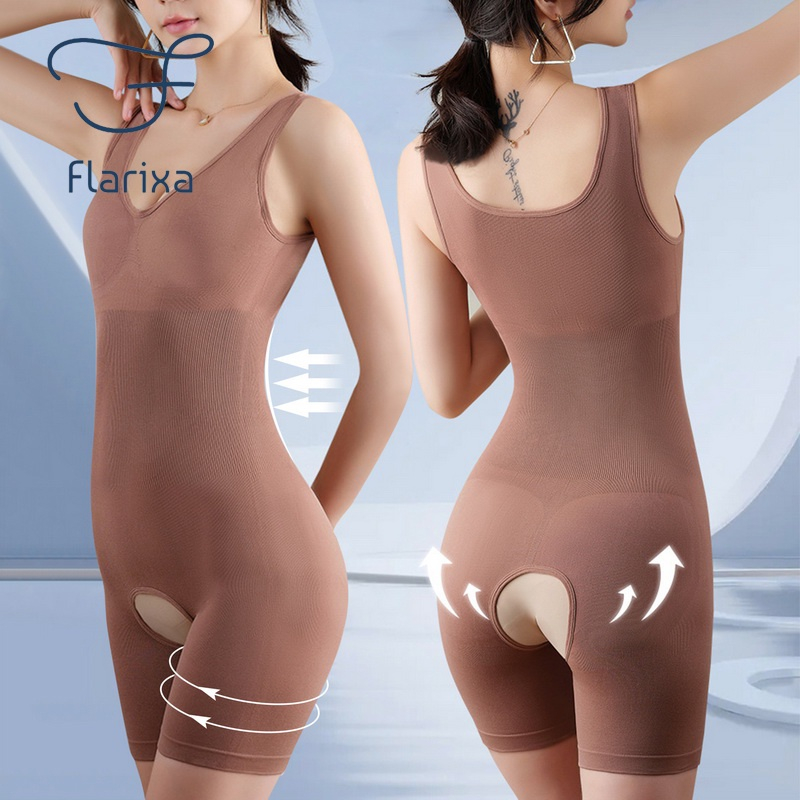 Flarixa body shapewear waist trainer nữ bodysuit plus size butt lifter body shaper open crotch tummy control seamless slimming corset underwear 5xl