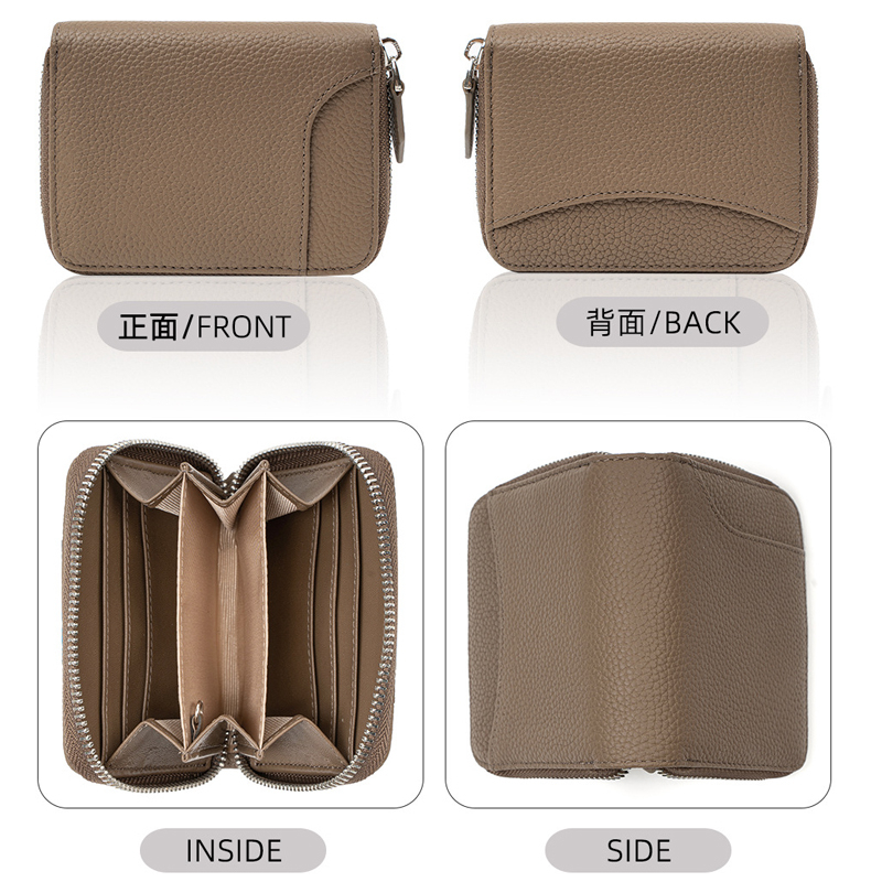 Ví Da Thật Dáng Ngắn Có Khóa Kéo Thiết Kế Trẻ Trung Hợp Thời Trang Cho Nam