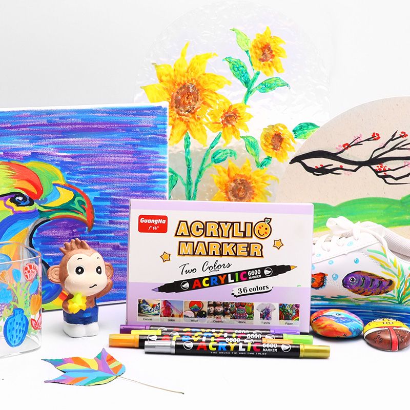 Set 60 Bút Đánh Dấu Hai Đầu Acrylic Đầu Mềm 60 Màu Vẽ Tay DIY