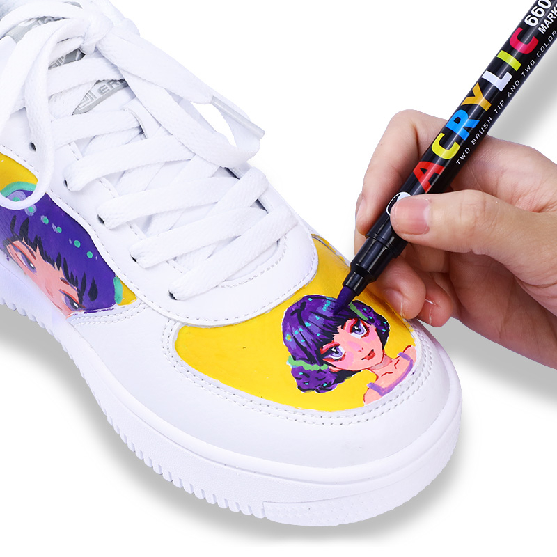 Set 60 Bút Đánh Dấu Hai Đầu Acrylic Đầu Mềm 60 Màu Vẽ Tay DIY