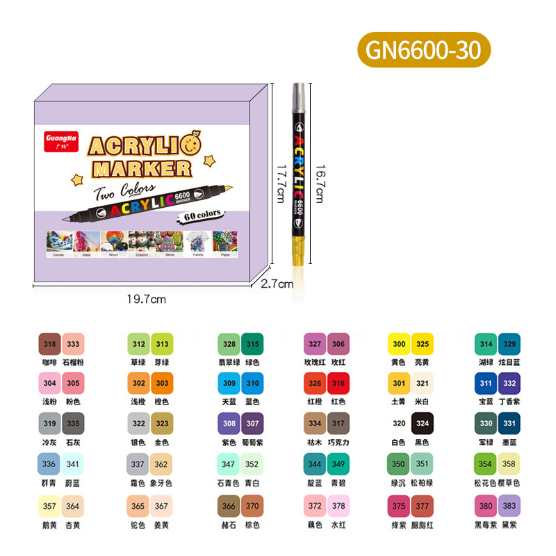 Set 60 Bút Đánh Dấu Hai Đầu Acrylic Đầu Mềm 60 Màu Vẽ Tay DIY