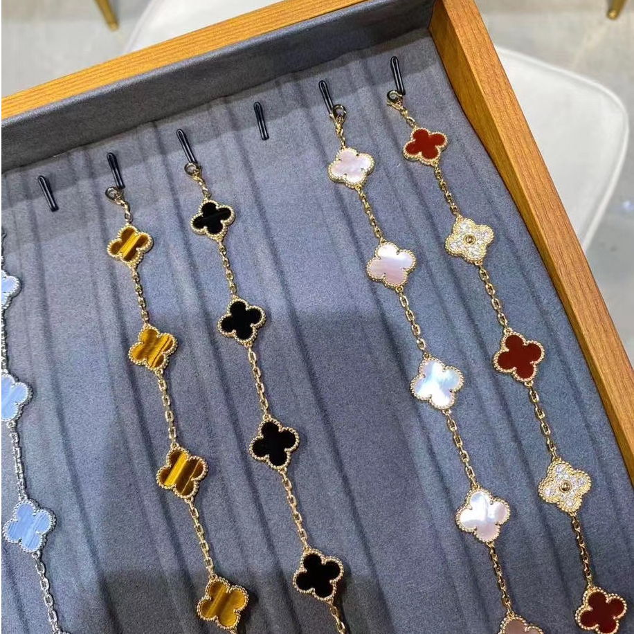 Vòng Tay Thời Trang Mạ Vàng Hồng 18k Hình Cỏ Ba Lá Phong Cách Châu Âu