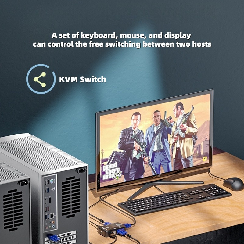 Đồ Chơi Nhân Vật Hoạt Hình VGA KVM | Bộ Chia VGA Sang VGA 1080P HD 2 Trong 1