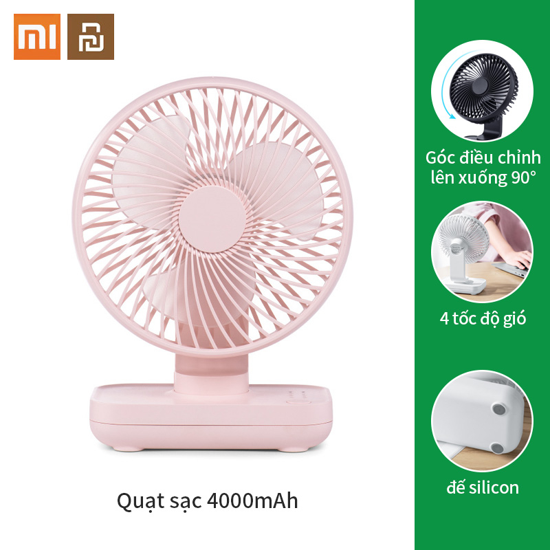 Xiaomi Youpin Quạt điện Quạt Sạc USB 4,000mAh Nhỏ Gọn Sáng Tạo D606 4 tốc độ gió chạy êm