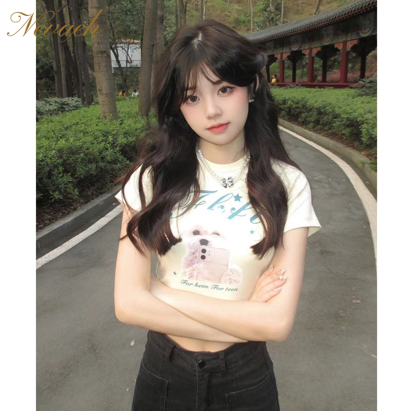 Áo Thun Tay Ngắn In Họa Tiết Hoạt Hình Thời Trang Mùa Hè Cho Nữ