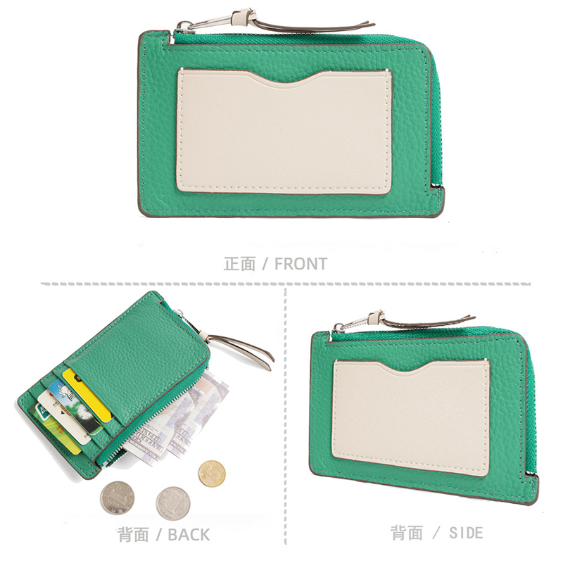 Ví Da Thật Đựng Thẻ / Tiền Xu Có Khóa Kéo Thời Trang Cho Nữ