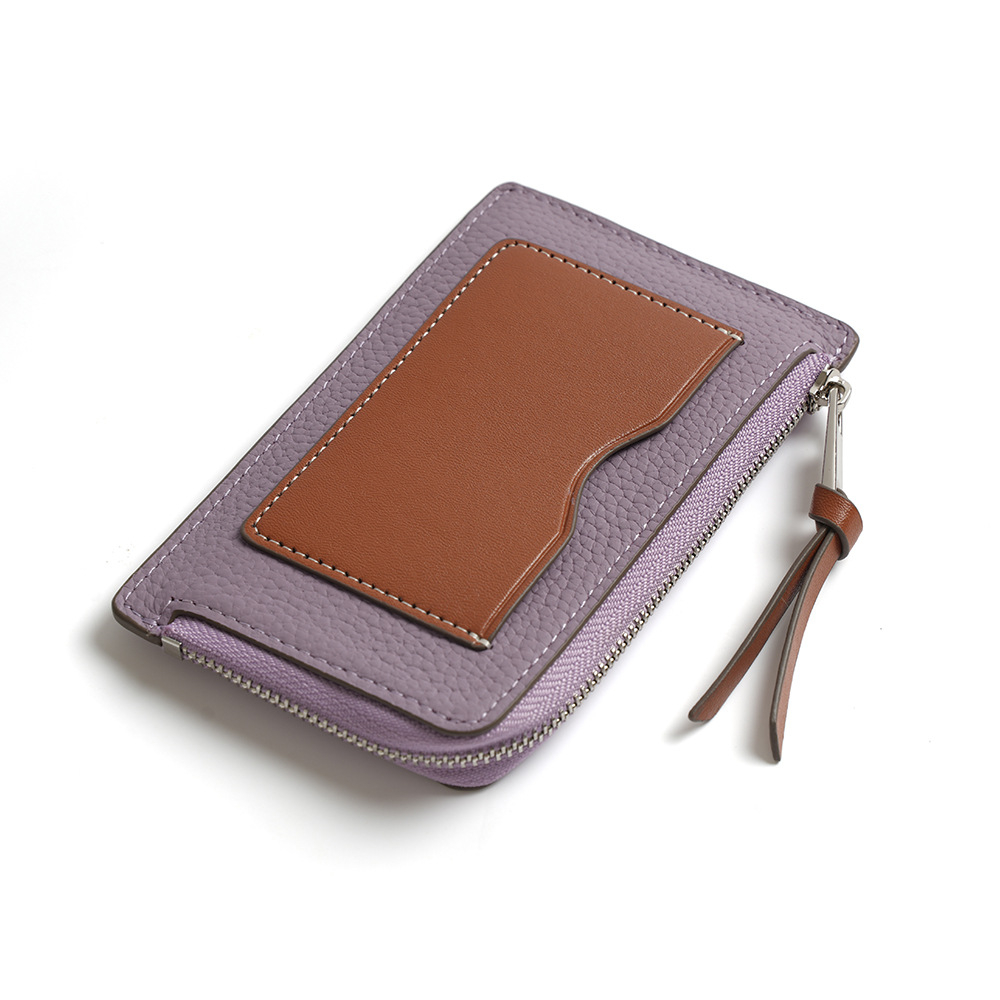 Ví Da Thật Đựng Thẻ / Tiền Xu Có Khóa Kéo Thời Trang Cho Nữ