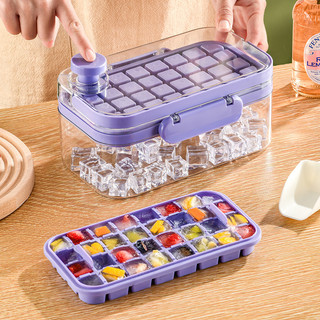 Khay làm đá viên bằng silicone hai lớp hình vuông sức chứa lớn có nắp đậy