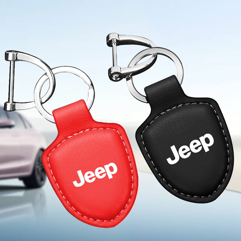 1 Móc Khóa Hợp Kim Màu Đen / Đỏ In Logo Xe JEEP Grand Cherokee Commander Renegade Wrangler Compass Patriot