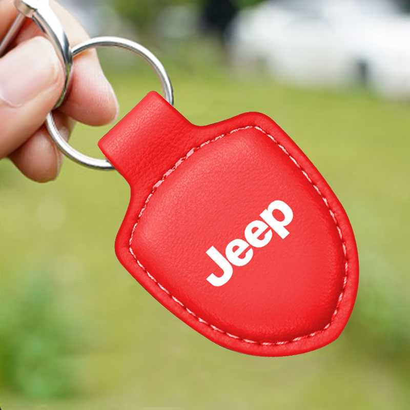 1 Móc Khóa Hợp Kim Màu Đen / Đỏ In Logo Xe JEEP Grand Cherokee Commander Renegade Wrangler Compass Patriot