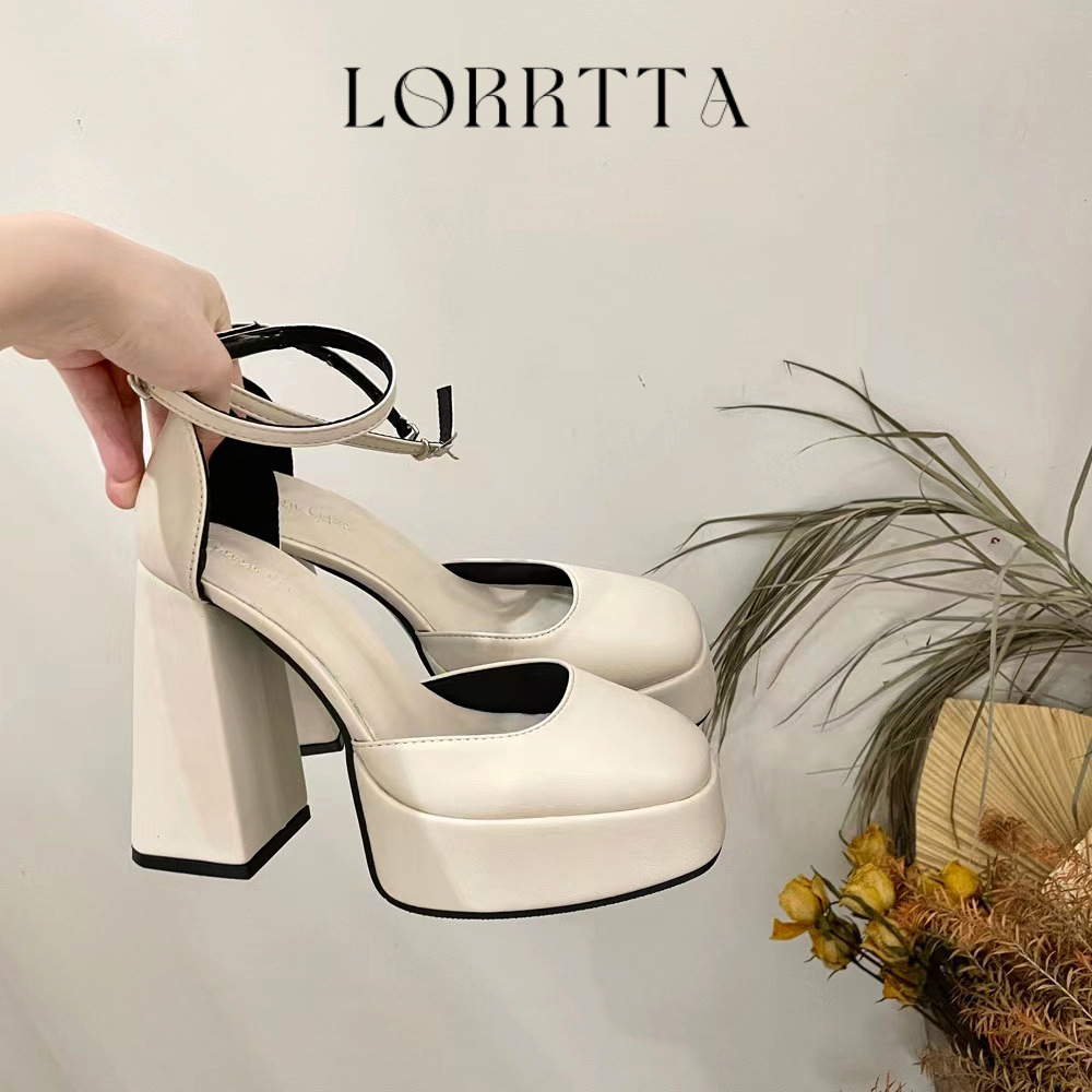 LORRTTA giày cao gót nữ giày nữ lolita giày Giày búp bê gót đại đính tinh thể 2023NEW BK20Z23051106