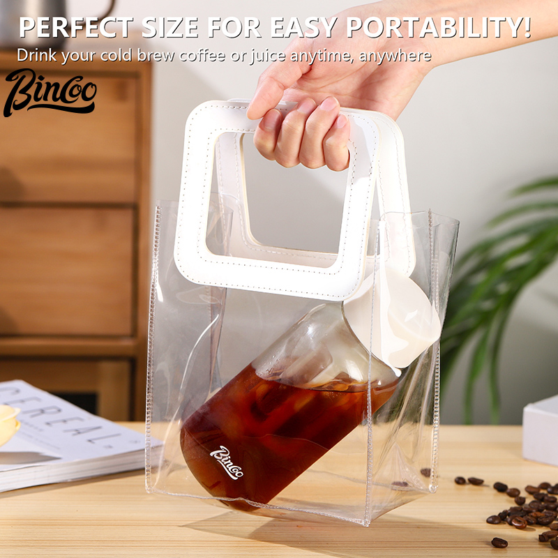 Ly pha cà phê BINCOO lạnh đi kèm tách trà thời trang mùa hè cầm tay đơn giản 500ML