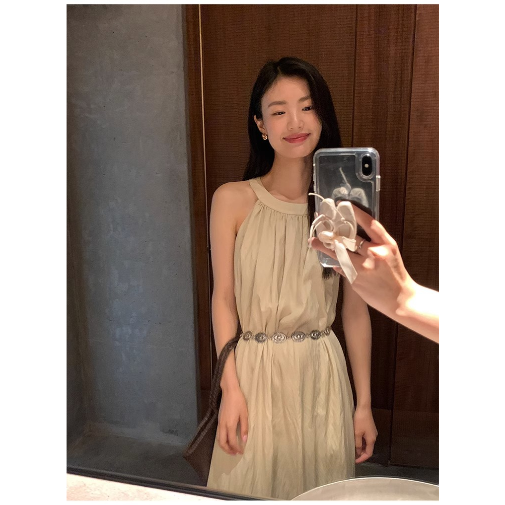 Đầm Dài Hai Dây Dáng Rộng Màu Đen Thời Trang Mùa Hè Xinh Xắn Cho Nữ