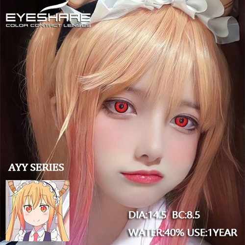 D'ORELLA 1 Cặp Ayy Phụ kiện Anime cho mắt Cosplay Kính áp tròng màu Yealy Ues Halloween Eye Loạt Kính áp tròng tự nhiên mềm mại cho mắt Mỹ phẩm Yearly use 0.00 Degree
