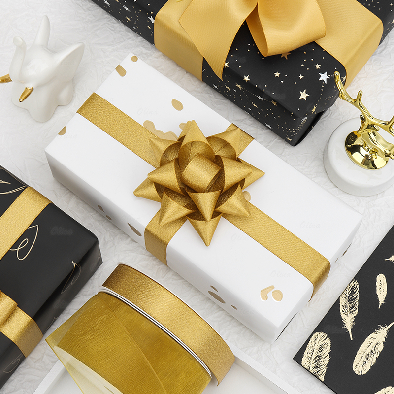 Cuộn Dây Ruy Băng Màu Vàng Dùng Gói Quà / Trang Trí Tiệc Cưới / Sinh Nhật