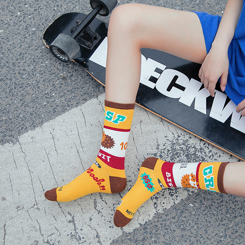 FHYL Vớ Cotton Cổ Vừa Thấm Hút Mồ Hôi In Họa Tiết Hoạt Hình Phong Cách Hàn Quốc Thời Trang Mùa Hè Cho Nữ