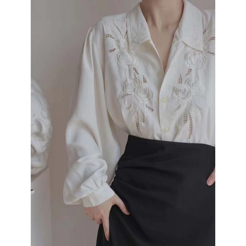 Áo Sơ Mi Nữ Dài Tay Thêu Hoa Phong Cách Hàn Quốc Baju Baju Wanita Lengan Panjang Hàng Mới Có Sẵn