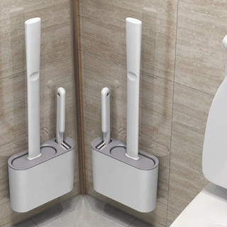 Bàn chải vệ sinh nhà vệ sinh Bàn chải đôi silicone Bàn chải cán dài gia dụng Không có bàn chải làm sạch phòng tắm chết