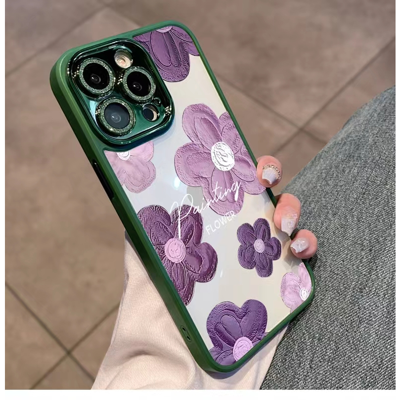 Ốp Điện Thoại Cứng Họa Tiết Hoa Trà Tím Cho iPhone 14Promax / 13Promax / 12Promax / 11 Promax / 14 Plus / 14 / 13 / 12 / 11