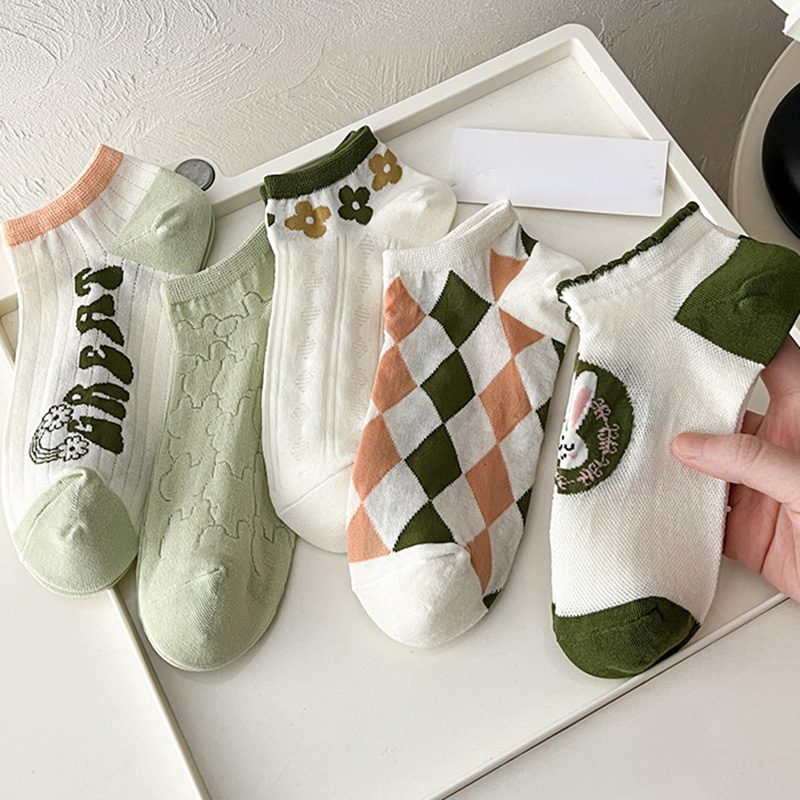 Đôi tất thuyền FHYL bằng cotton nguyên chất họa tiết hoạt hình thấm hút mồ hôi thời trang Hàn Quốc