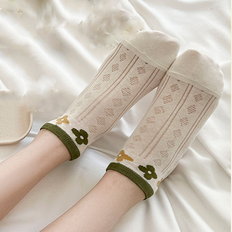 Đôi tất thuyền FHYL bằng cotton nguyên chất họa tiết hoạt hình thấm hút mồ hôi thời trang Hàn Quốc