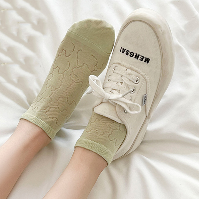 Đôi tất thuyền FHYL bằng cotton nguyên chất họa tiết hoạt hình thấm hút mồ hôi thời trang Hàn Quốc