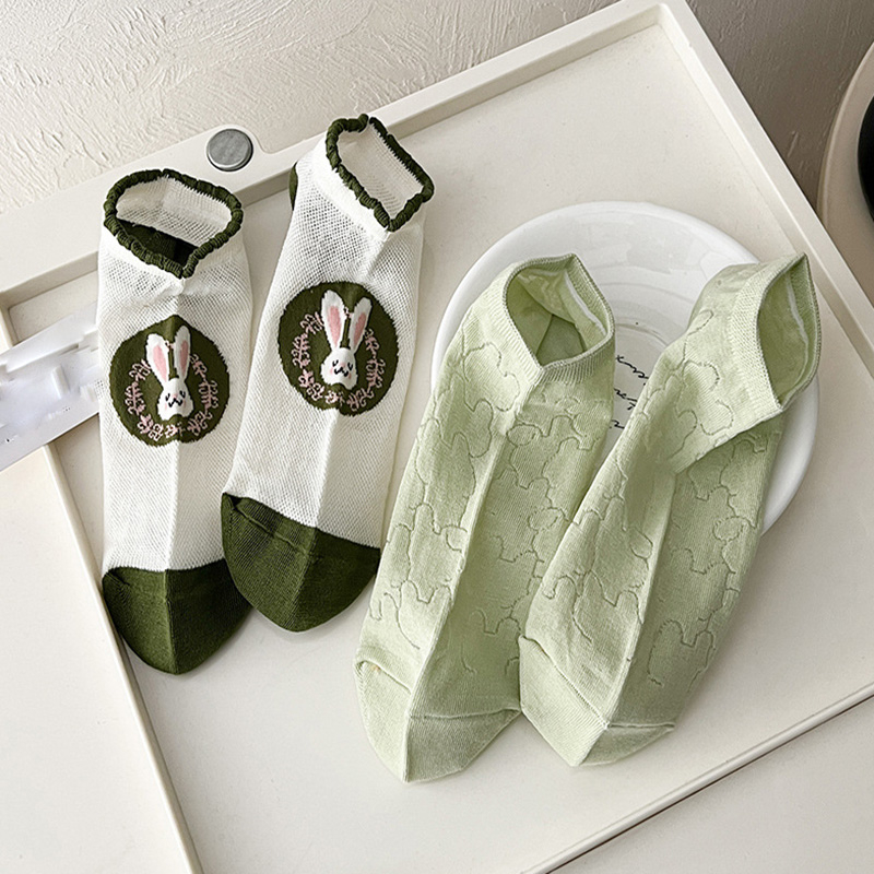 Đôi tất thuyền FHYL bằng cotton nguyên chất họa tiết hoạt hình thấm hút mồ hôi thời trang Hàn Quốc