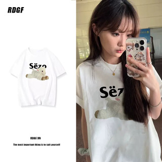 Áo Thun Cotton Tay Ngắn Dáng Rộng In Họa Tiết Cừu Thời Trang Cho Nữ