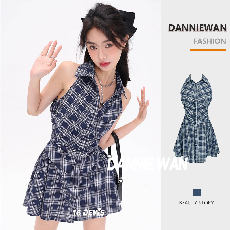 DannieWan set đồ nữ chân váy áo khoác nữ váy váy sơ mi sexy váy polo nữ váy xinh váy cổ yếm Thời trang Hàn Quốc Đẹp Độc đáo A22M1OT 36Z230909