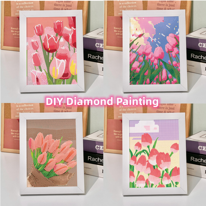Bộ Tranh Đính Đá Tự Làm Họa Tiết Hoa Tulip Phong Cách Mới 2023 Tranh Đính Đá tranh đính đá 5d Tranh trang trí tranh đính đá tự làm